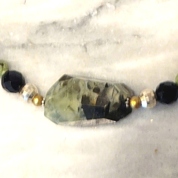 Jade Pearl Sterling Sterling Necklace Earring Set Rutimated Quartz 925 18.5" - Picture 4 of 9